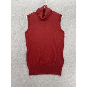 West & Vine Women's Turtleneck Sleeveless Sweater Solid Red Cashmere Blend Sz XL